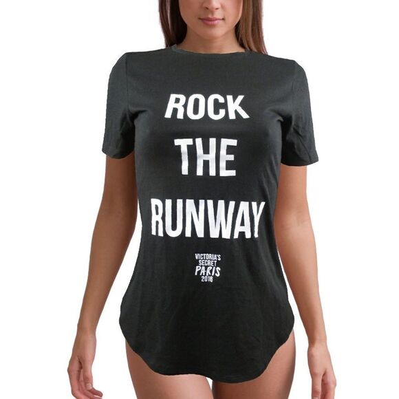 Victoria's Secret T-Shirt Black Rock The Runway XS - Picture 1 of 1